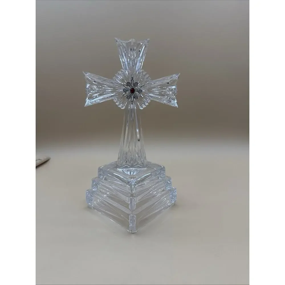 Lenox Jeweled Crystal Cross Figurine Red Stone Inspirational Collection Decor